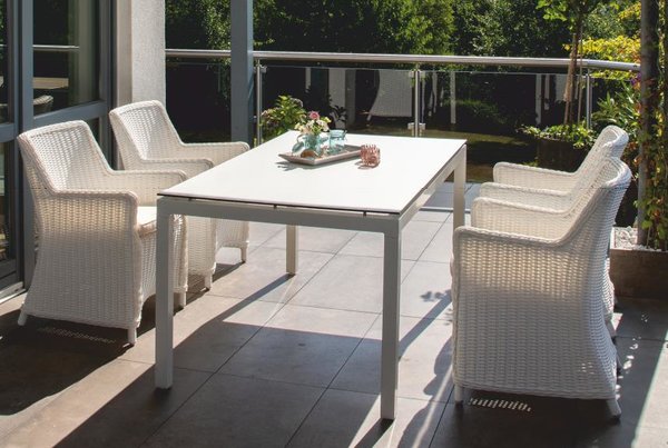 Inko Gartentisch Mino Weiß Alutisch 160 x 90 cm Esstisch Deropal Tisch