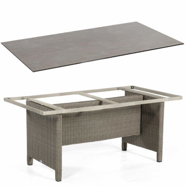 SP Gartentisch Base 160 x 90 cm PE Tisch Stone Grey HPL